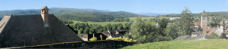 Vue panoramique d'Orgelet, depuis la rue du château