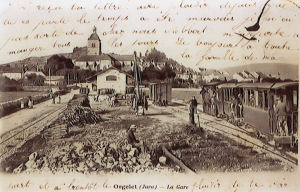 Carte postale ancienne : La gare d'Orgelet (Jura)